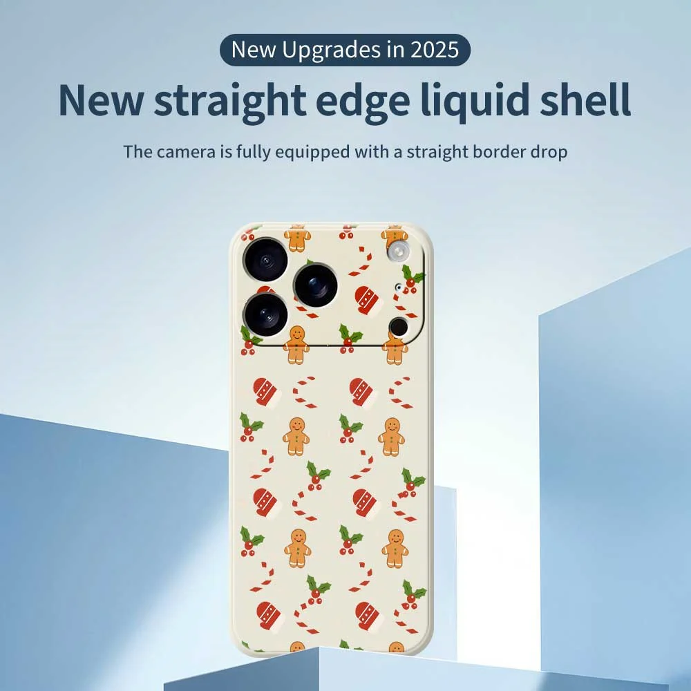 For iPhone 17 Pro Max Case Gingerbread Gloves Pattern Printing Straight Edge TPU Phone Back Cover - Green - Image 2