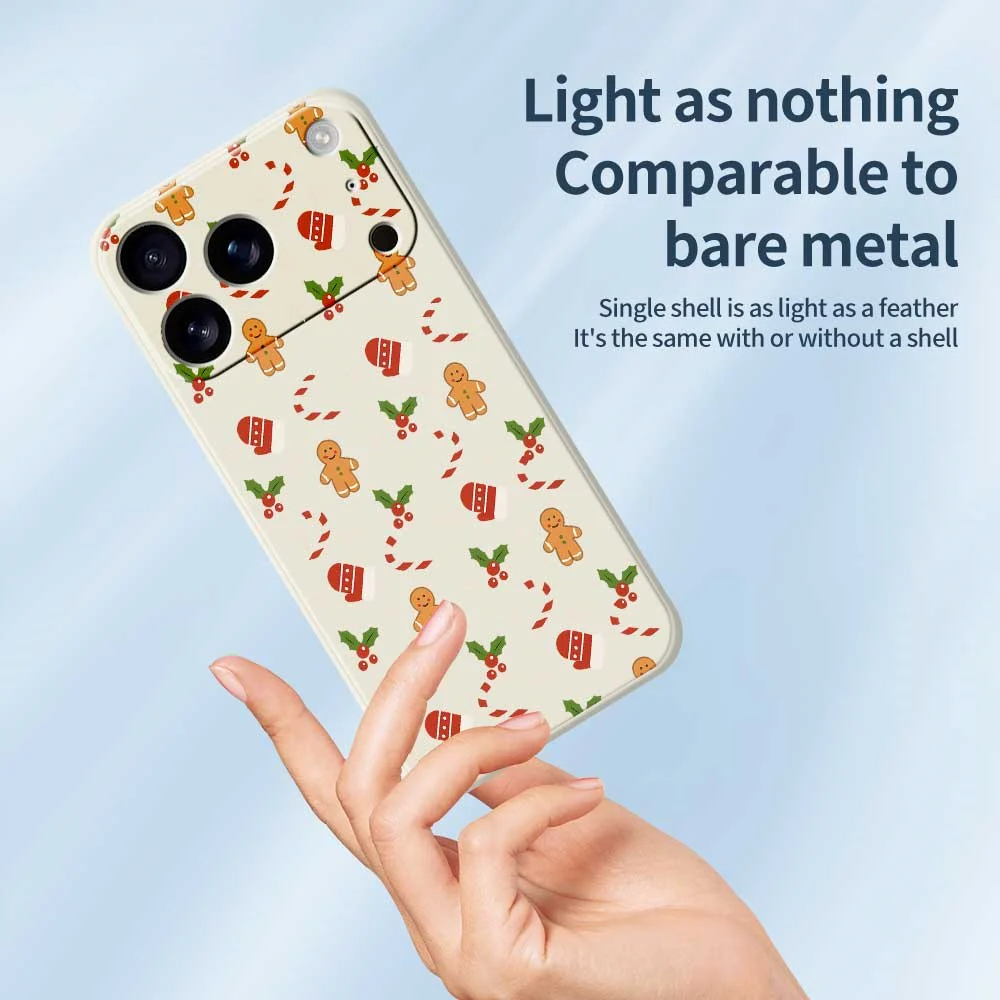 For iPhone 17 Pro Max Case Gingerbread Gloves Pattern Printing Straight Edge TPU Phone Back Cover - Green - Image 3