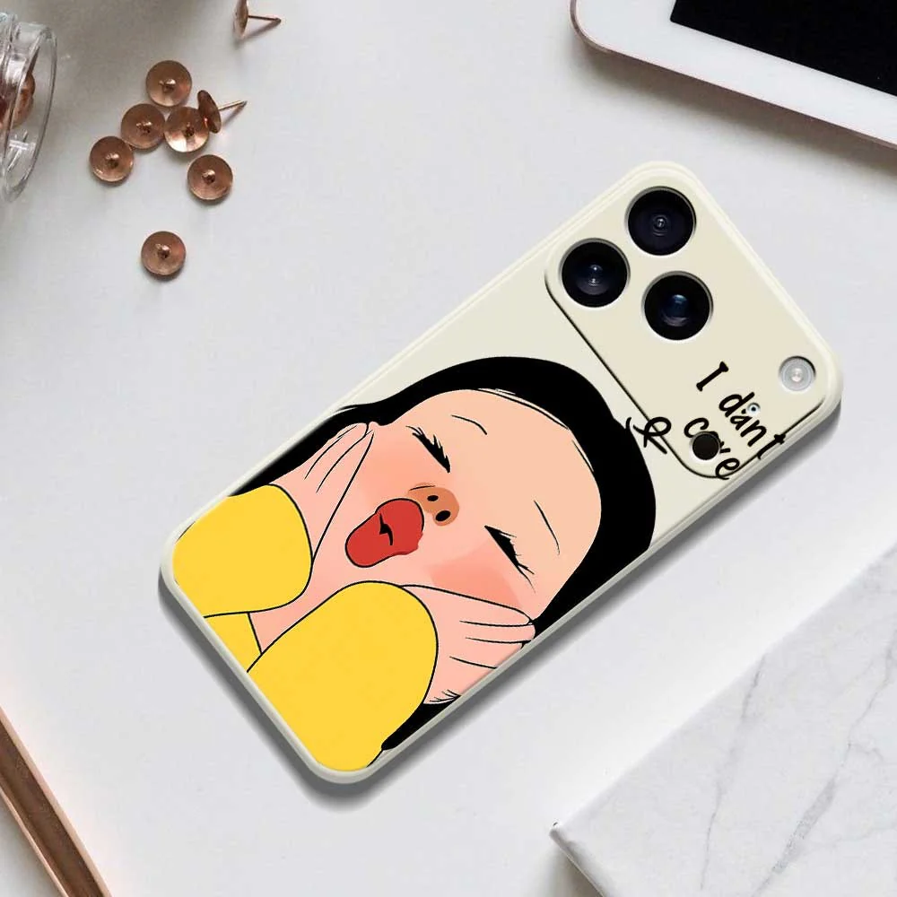 For iPhone 17 Pro Max Case Girl Holding Face Pattern Printing Straight Edge TPU Phone Back Cover - Purple - Image 8