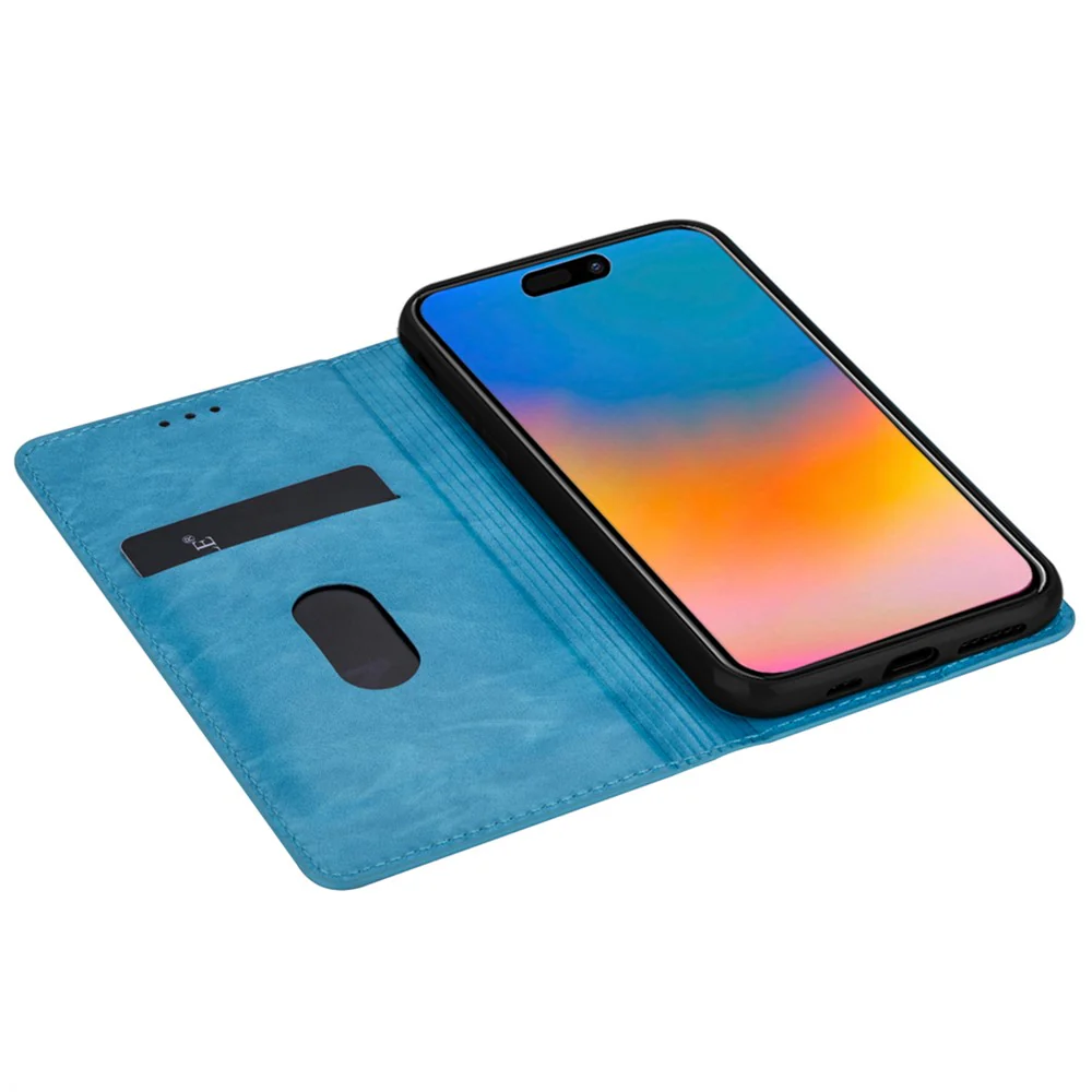 For iPhone 17 Pro Max Case Glittery PU Leather + TPU Card Slot Phone Cover - Blue - Image 3