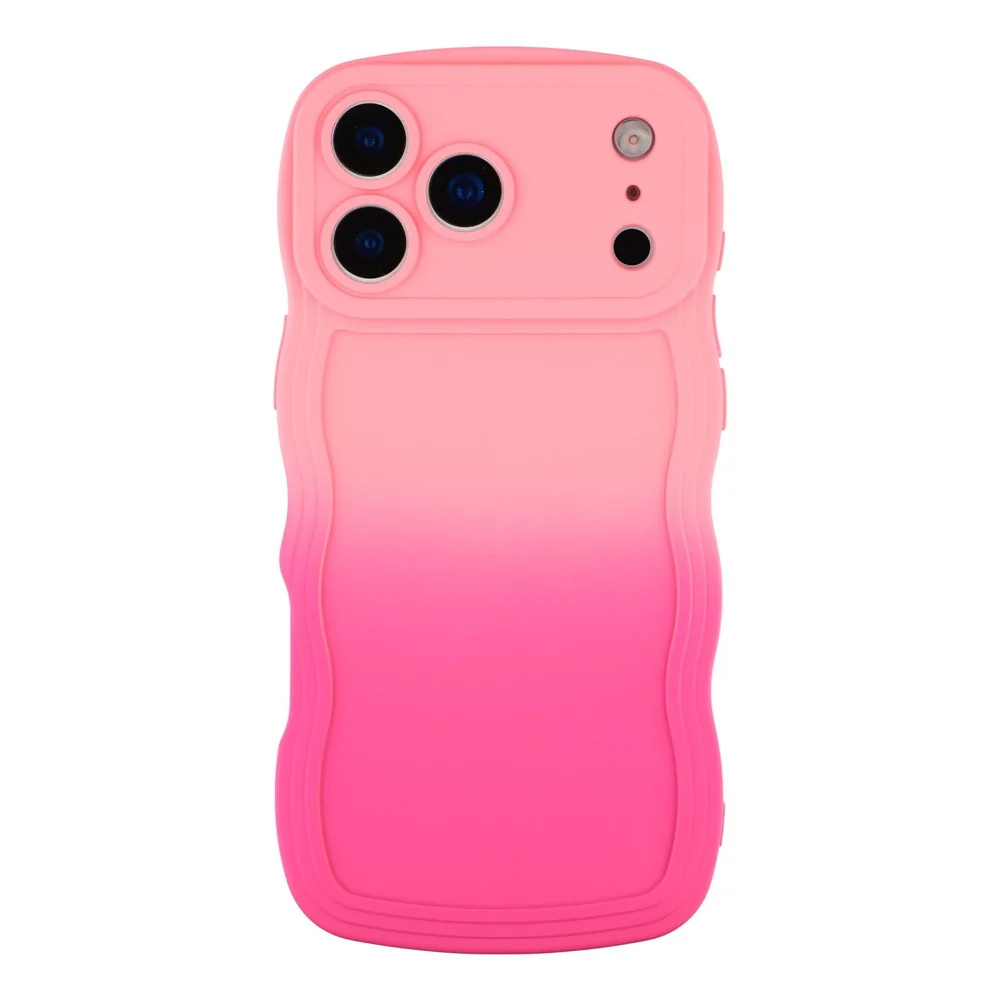 For iPhone 17 Pro Max Case Gradient Color Rubberized TPU Phone Cover - Pink + Rose - Image 3