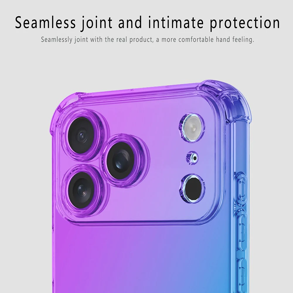 For iPhone 17 Pro Max Case Gradient Color TPU Phone Case Anti-Drop Phone Cover - Pink / Gold - Image 5