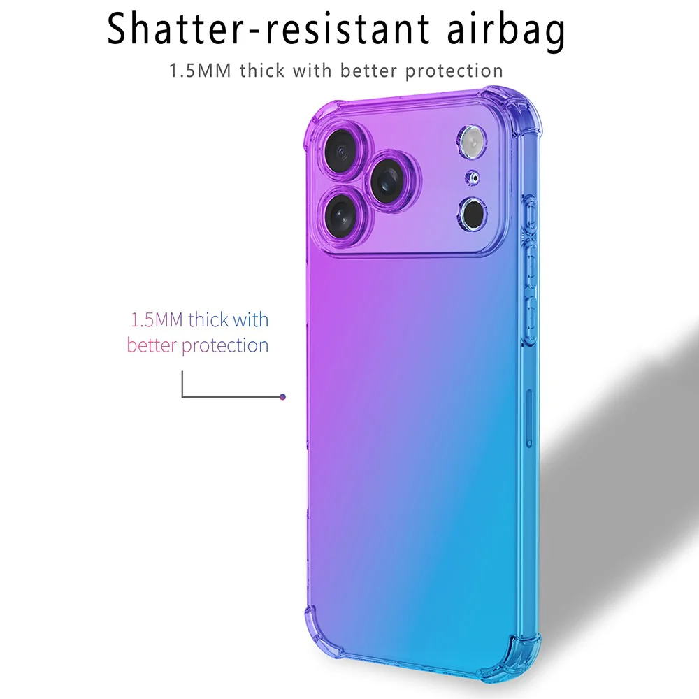 For iPhone 17 Pro Max Case Gradient Color TPU Phone Case Anti-Drop Phone Cover - Purple / Blue - Image 2
