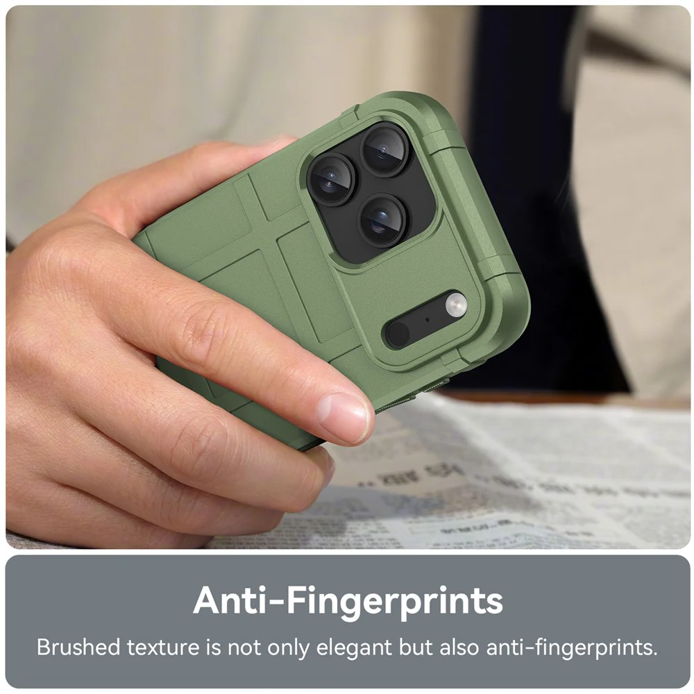 For iPhone 17 Pro Max Case Grid Design Soft TPU Scratch-Proof Phone Cover - Green - Image 5