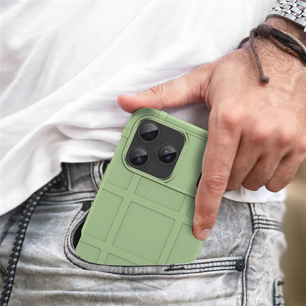 For iPhone 17 Pro Max Case Grid Design Soft TPU Scratch-Proof Phone Cover - Green - Image 7