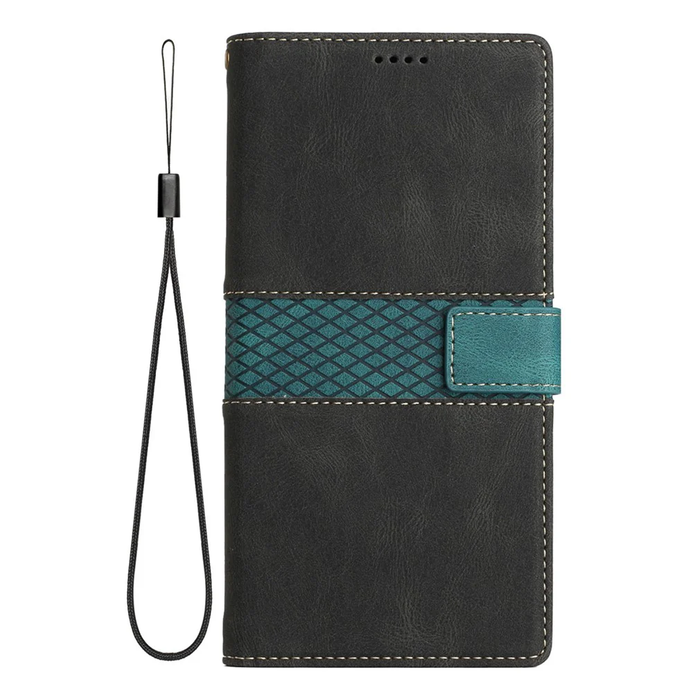 For iPhone 17 Pro Max Case Grid Splicing Stand Wallet Leather Phone Cover - Black - Image 6