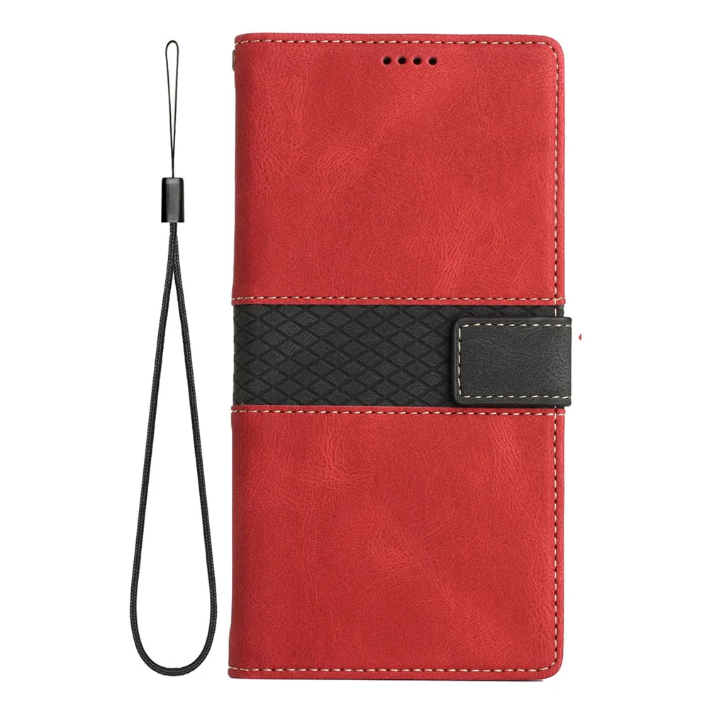 For iPhone 17 Pro Max Case Grid Splicing Stand Wallet Leather Phone Cover - Red - Image 6