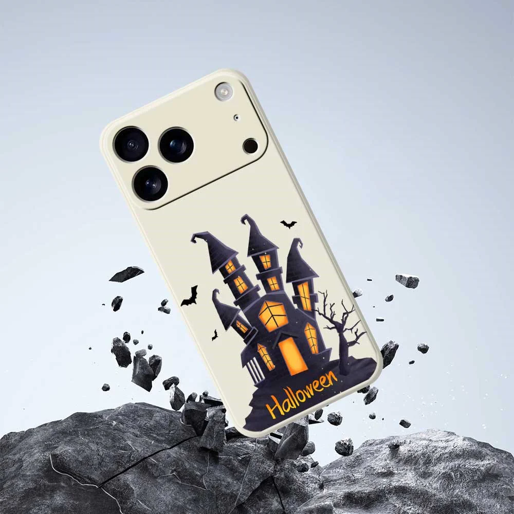 For iPhone 17 Pro Max Case Halloween Castle Pattern Printing Straight Edge TPU Phone Back Cover - Green - Image 5