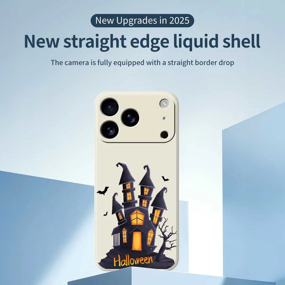For iPhone 17 Pro Max Case Halloween Castle Pattern Printing Straight Edge TPU Phone Back Cover - Purple - Image 2