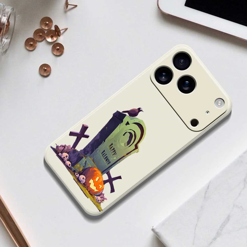 For iPhone 17 Pro Max Case Halloween Tombstone Pattern Printing Straight Edge TPU Phone Back Cover - Purple - Image 6