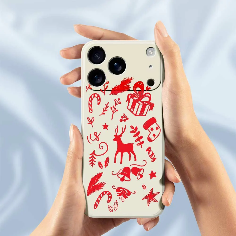 For iPhone 17 Pro Max Case Hand Drawn Christmas Pattern Printing Straight Edge TPU Phone Back Cover - Green - Image 5