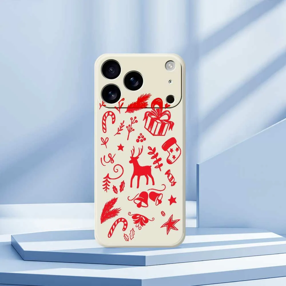 For iPhone 17 Pro Max Case Hand Drawn Christmas Pattern Printing Straight Edge TPU Phone Back Cover - Green - Image 7