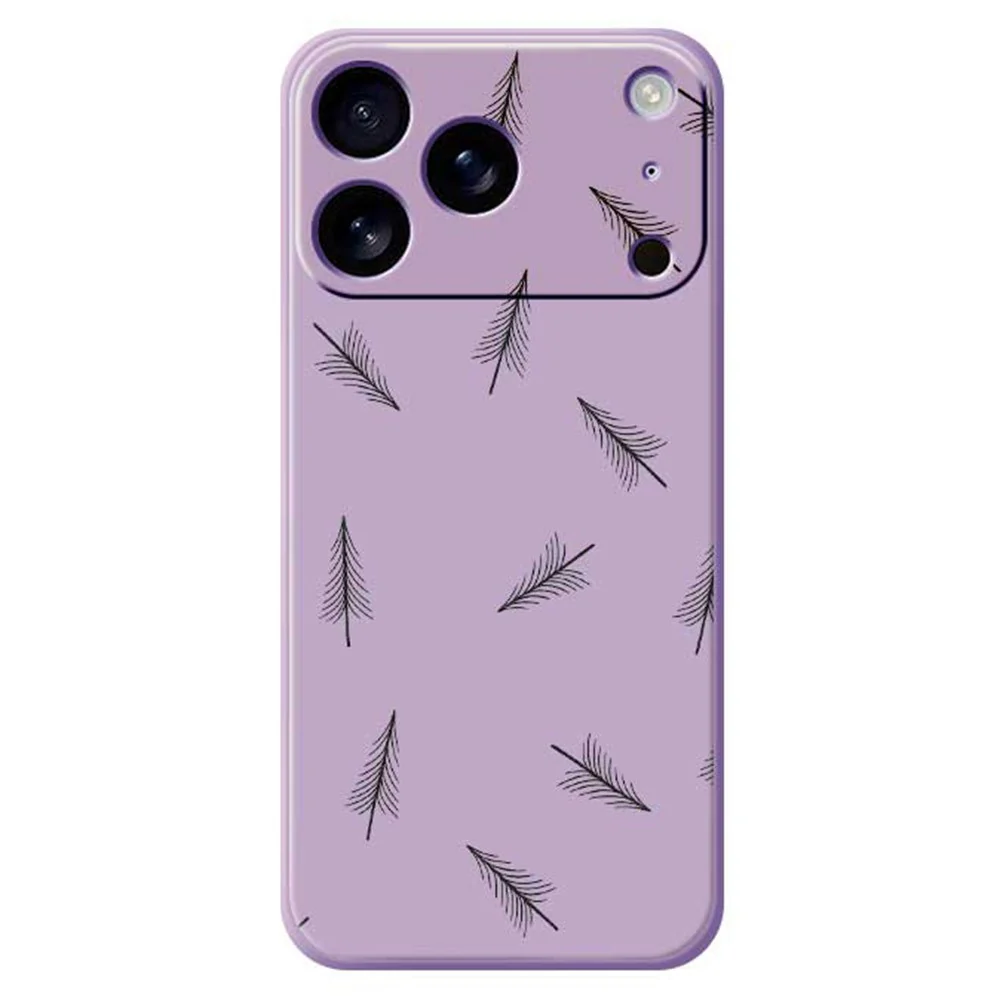 For iPhone 17 Pro Max Case Hand Drawn Trees Pattern Printing Straight Edge TPU Phone Back Cover - Purple