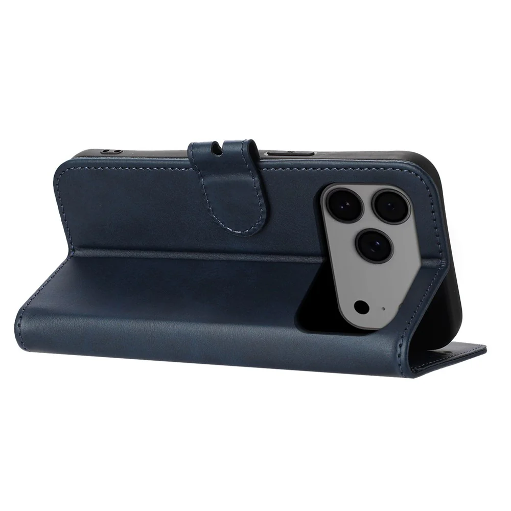 For iPhone 17 Pro Max Case Happy Cat Pattern Imprinted Leather Wallet Phone Cover - Blue - Image 2