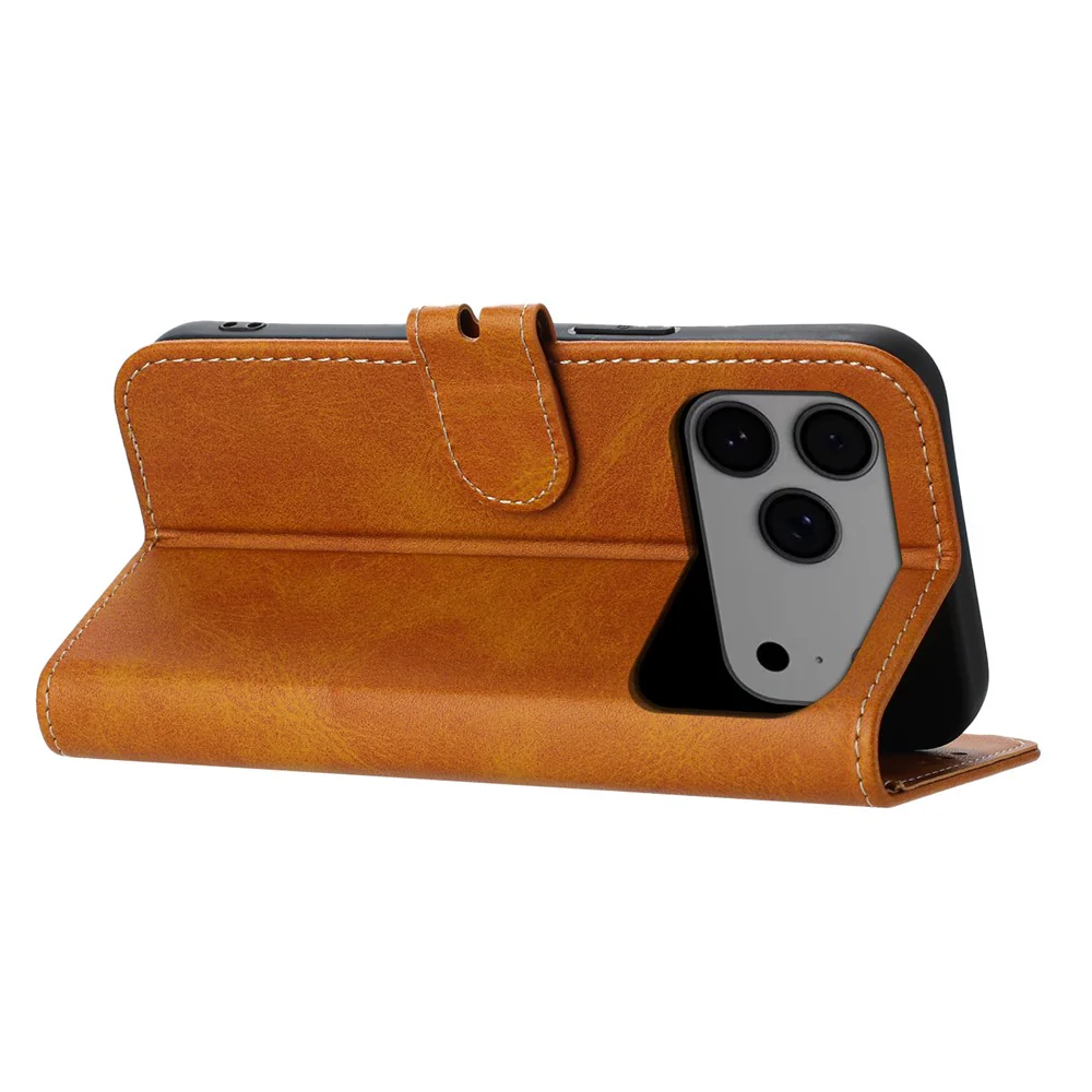 For iPhone 17 Pro Max Case Happy Cat Pattern Imprinted Leather Wallet Phone Cover - Yellow - Image 2