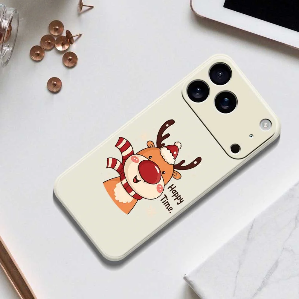 For iPhone 17 Pro Max Case Happy Time Deer Pattern Printing Straight Edge TPU Phone Back Cover - Beige - Image 6