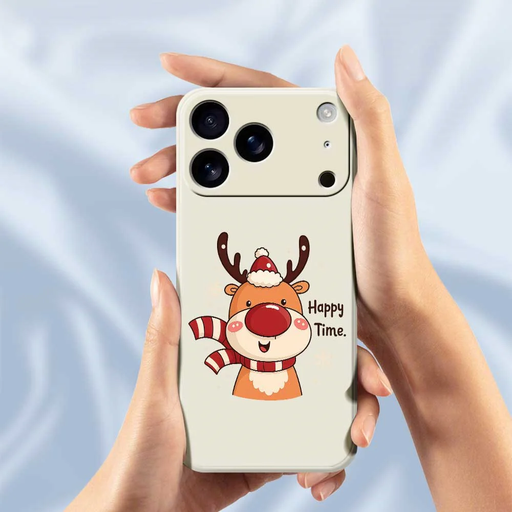For iPhone 17 Pro Max Case Happy Time Deer Pattern Printing Straight Edge TPU Phone Back Cover - Black - Image 4