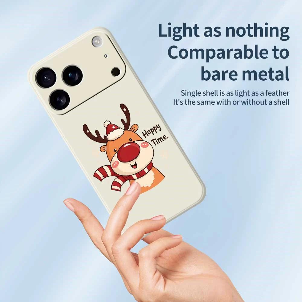 For iPhone 17 Pro Max Case Happy Time Deer Pattern Printing Straight Edge TPU Phone Back Cover - Purple - Image 3