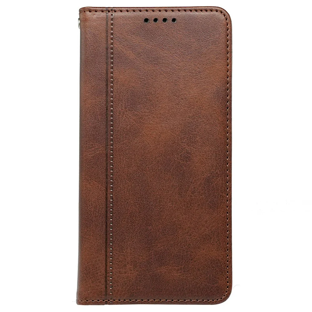 For iPhone 17 Pro Max Case Hidden Magnetic Closure Calf Texture Leather Phone Cover - Brown - Image 4