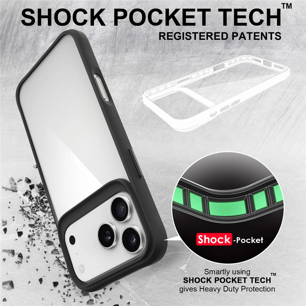 For iPhone 17 Pro Max Case Hybrid Hard PC Soft TPU Shockproof Phone Cover - Black - Image 4