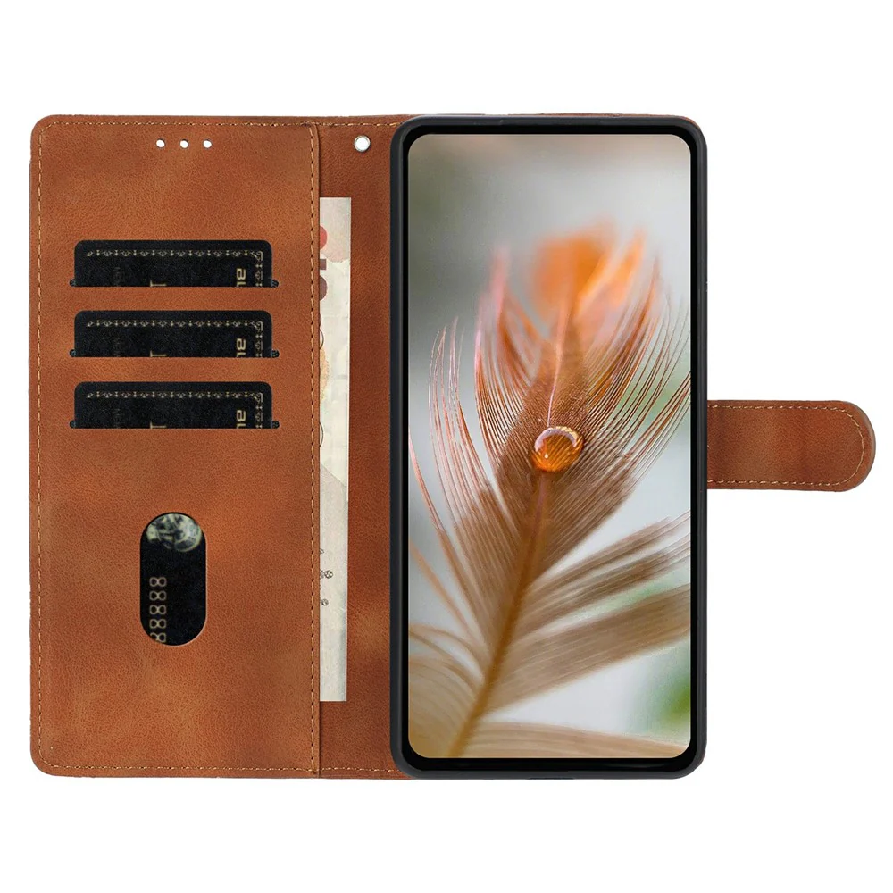 For iPhone 17 Pro Max Case Imprinted Feather PU Leather Wallet Phone Cover with Wrist Strap - Brown - Image 3