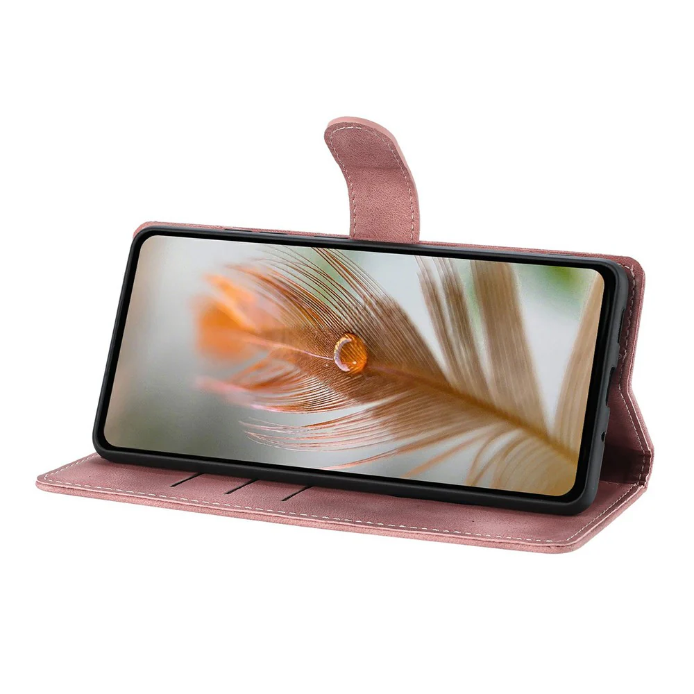 For iPhone 17 Pro Max Case Imprinted Feather PU Leather Wallet Phone Cover with Wrist Strap - Pink - Image 2
