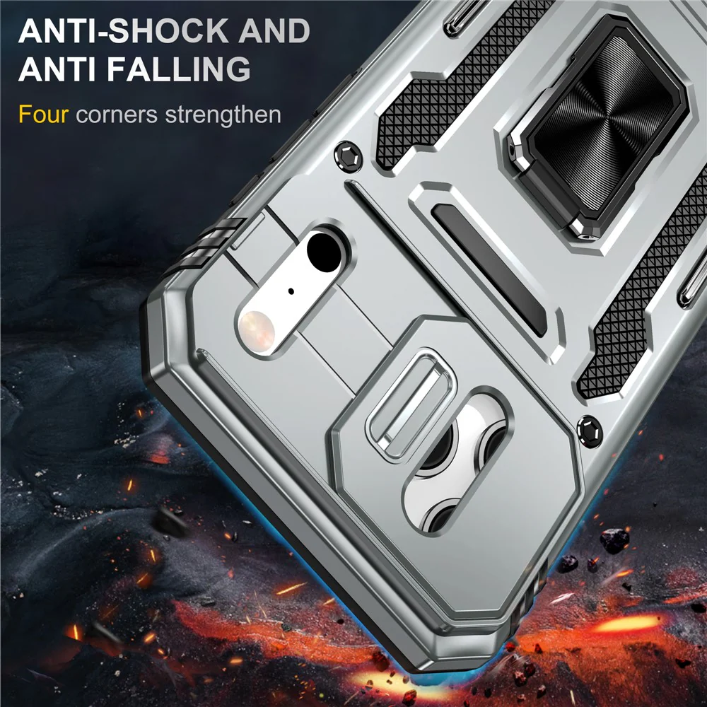 For iPhone 17 Pro Max Case Kickstand Slide Lens Lid PC + TPU Drop - Grey - Image 4