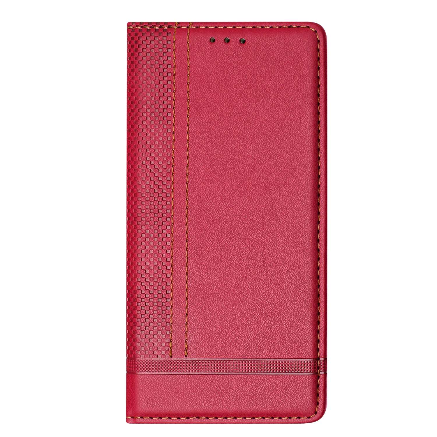 For iPhone 17 Pro Max Case L-Shaped Grid Pattern Leather Stand Phone Cover with Card Slots - Red - Image 2