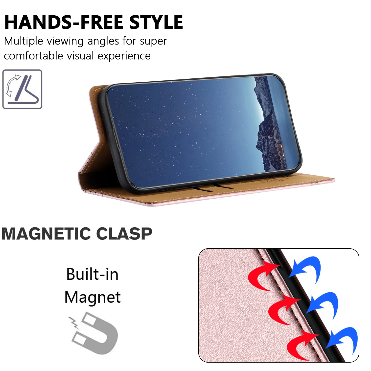 For iPhone 17 Pro Max Case L-Shaped Grid Pattern Leather Stand Phone Cover with Card Slots - Rose Gold - Image 4