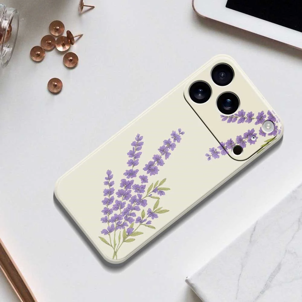 For iPhone 17 Pro Max Case Lavender Pattern Printing Straight Edge TPU Phone Back Cover - Green - Image 8