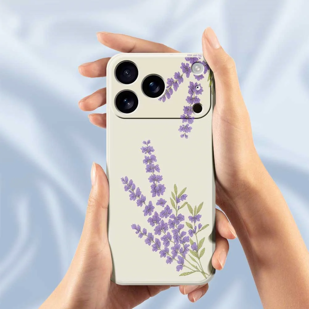 For iPhone 17 Pro Max Case Lavender Pattern Printing Straight Edge TPU Phone Back Cover - Purple - Image 6