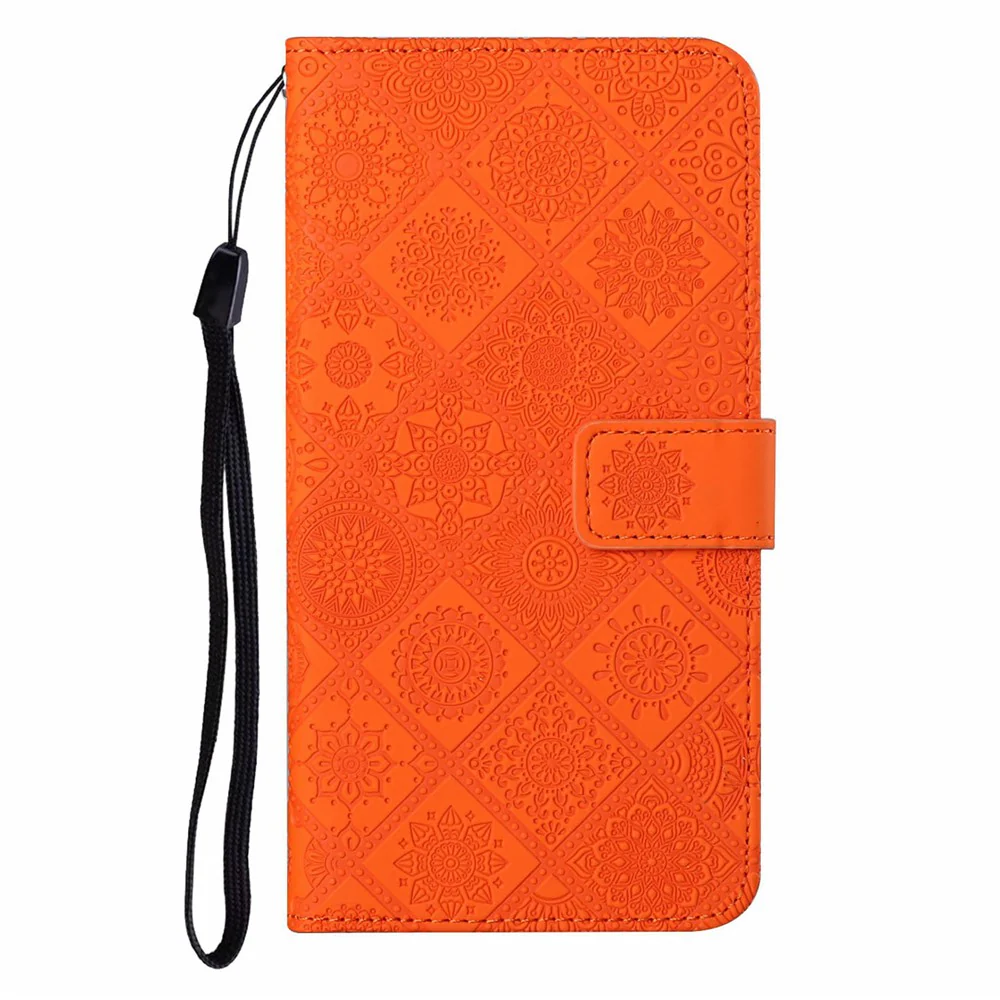 For iPhone 17 Pro Max Case Leather Case Ethnic Style Wallet Phone Cover with Strap - Orange - Image 6