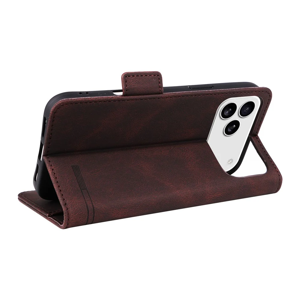 For iPhone 17 Pro Max Case Leather Wallet Flip Phone Cover with Hardware Decor - Coffee - Image 4
