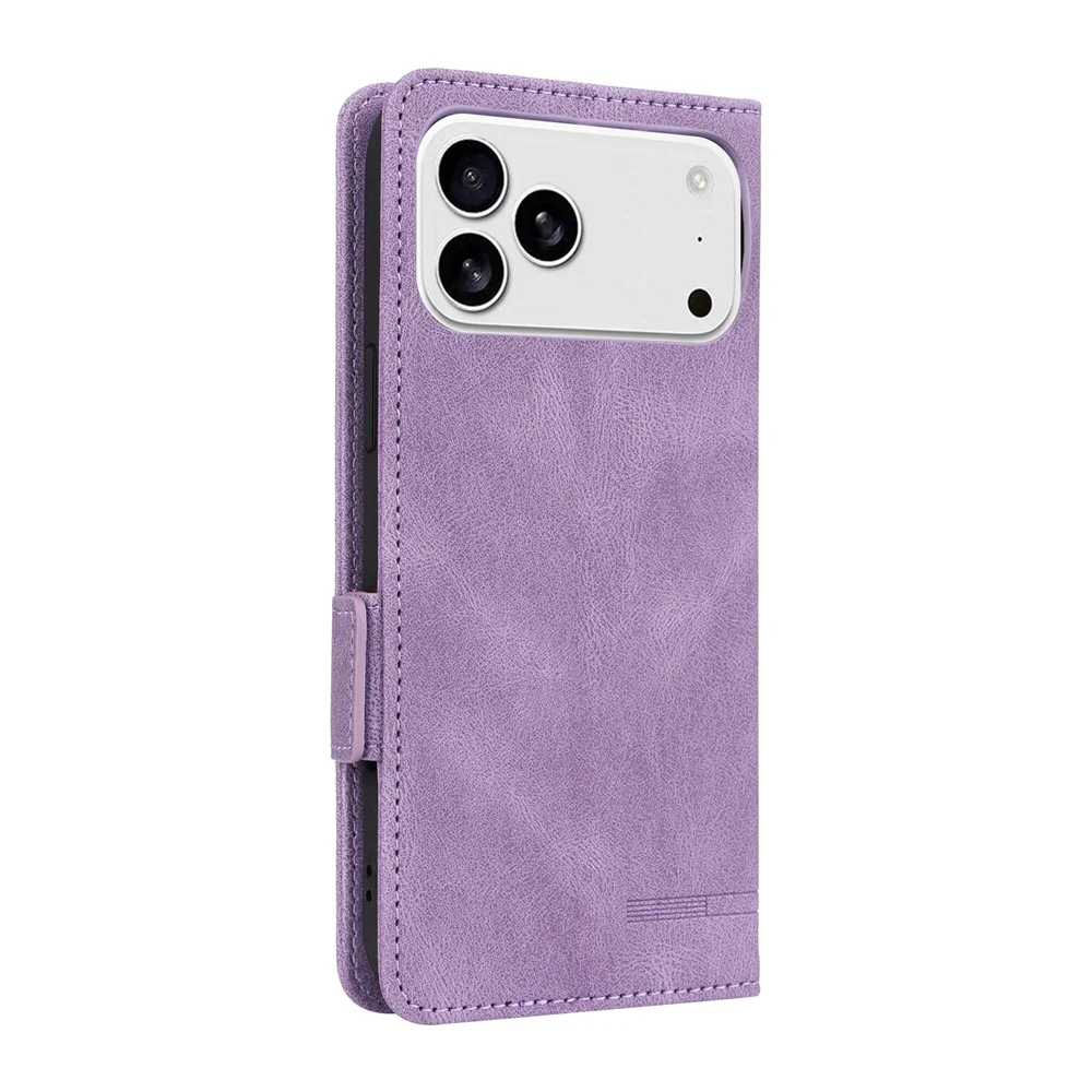 For iPhone 17 Pro Max Case Leather Wallet Flip Phone Cover with Hardware Decor - Purple - Image 7