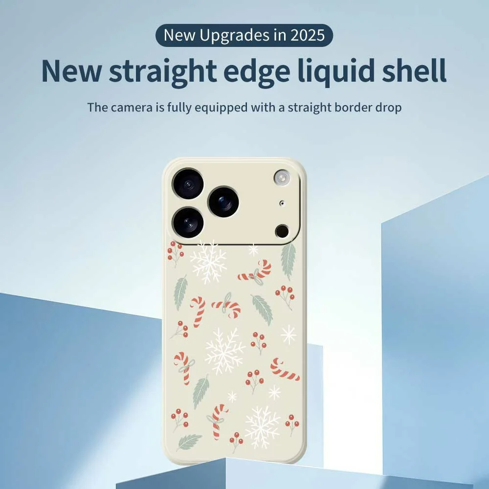 For iPhone 17 Pro Max Case Leaves and Canes Pattern Printing Straight Edge TPU Phone Back Cover - Beige - Image 2
