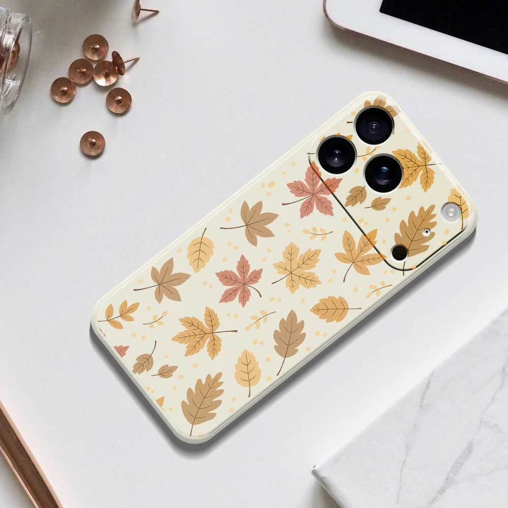 For iPhone 17 Pro Max Case Leaves Pattern Printing Straight Edge TPU Phone Back Cover - Green - Image 8