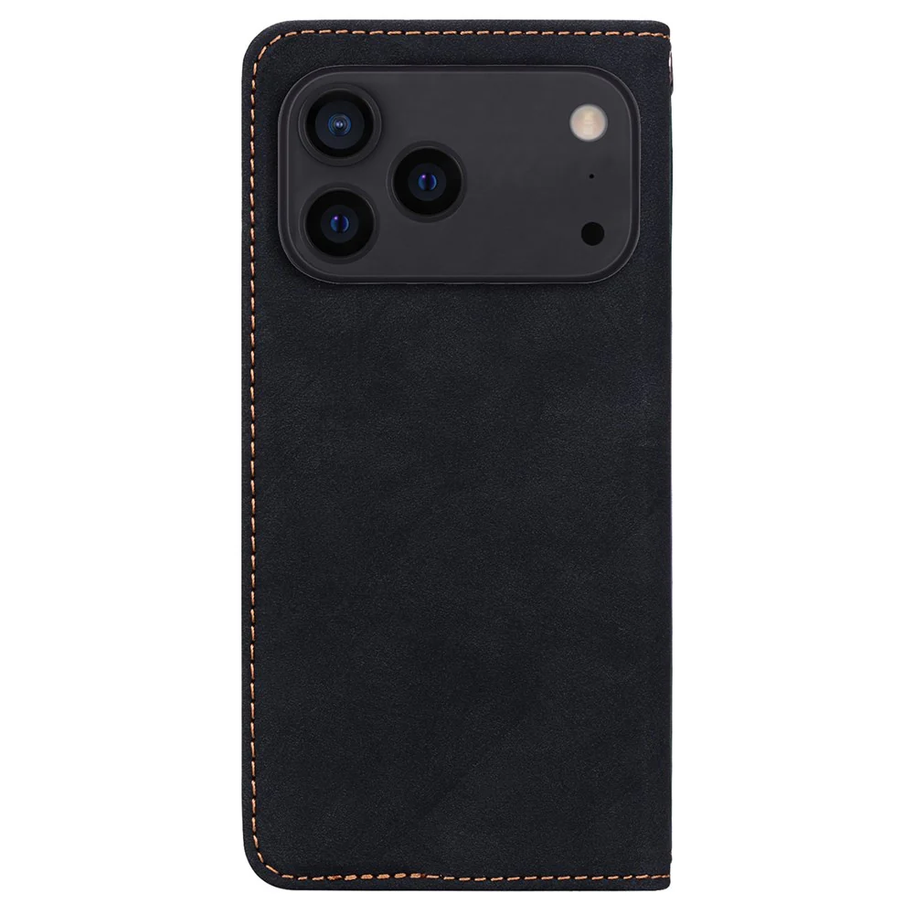 For iPhone 17 Pro Max Case Lines Pattern Wallet Leather Phone Cover with Strap - Black - Image 6