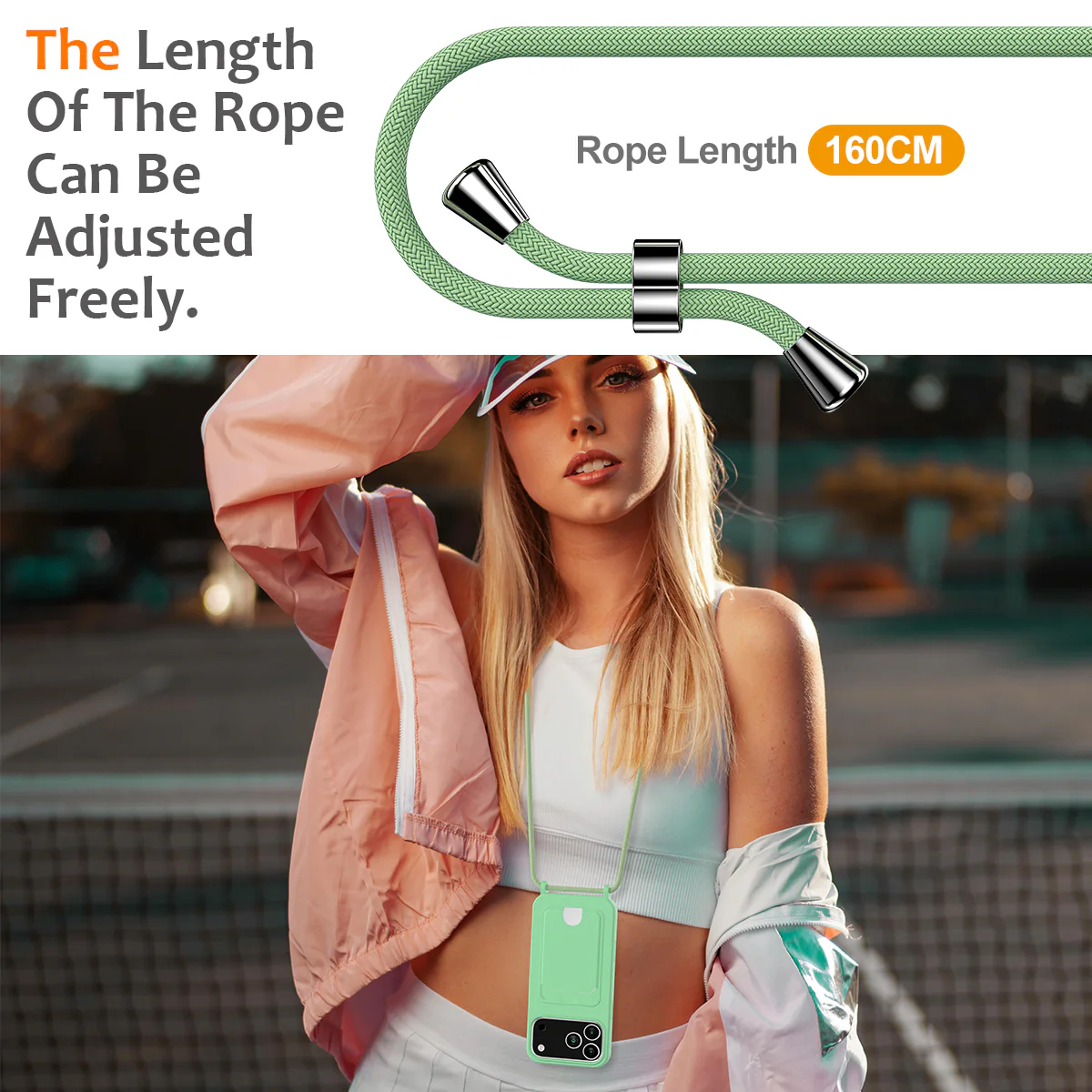 For iPhone 17 Pro Max Case Liquid Silicone Card Holder Back Phone Cover with Lanyard - Green - Image 3