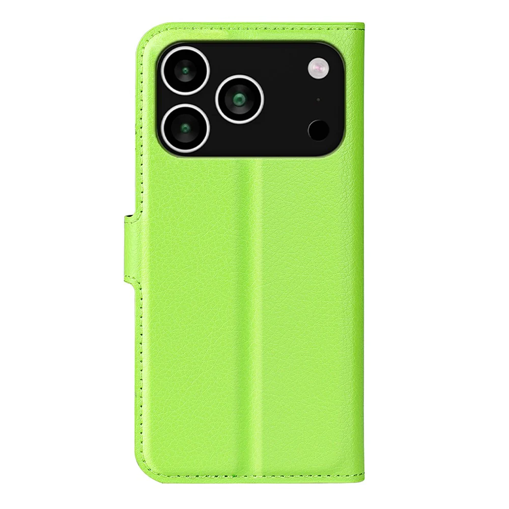 For iPhone 17 Pro Max Case Litchi Texture Shockproof Leather Wallet Phone Cover - Green - Image 3