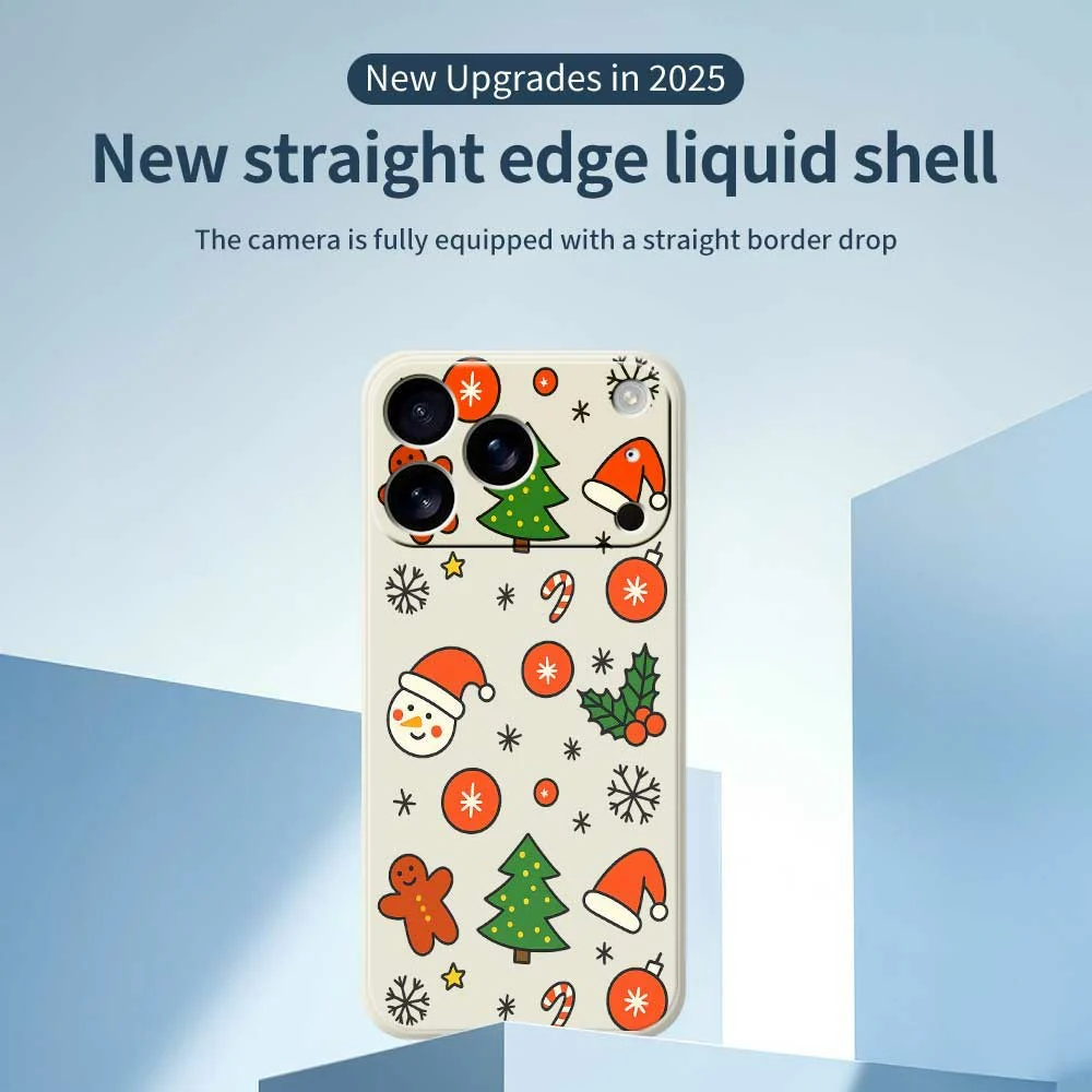 For iPhone 17 Pro Max Case Lovely Christmas Pattern Printing Straight Edge TPU Phone Back Cover - Beige - Image 2