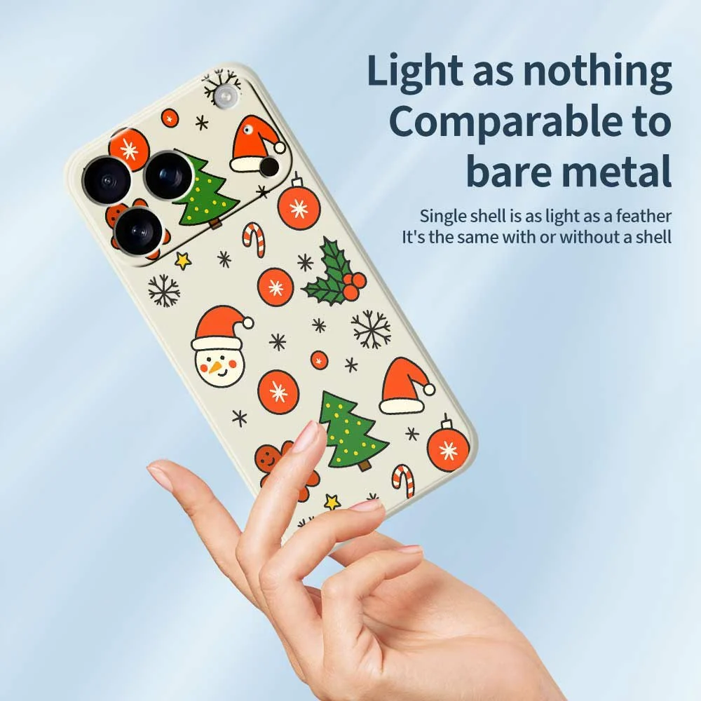 For iPhone 17 Pro Max Case Lovely Christmas Pattern Printing Straight Edge TPU Phone Back Cover - Beige - Image 3