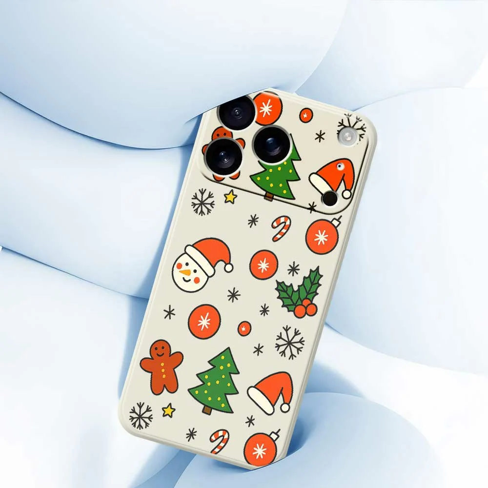 For iPhone 17 Pro Max Case Lovely Christmas Pattern Printing Straight Edge TPU Phone Back Cover - Beige - Image 4