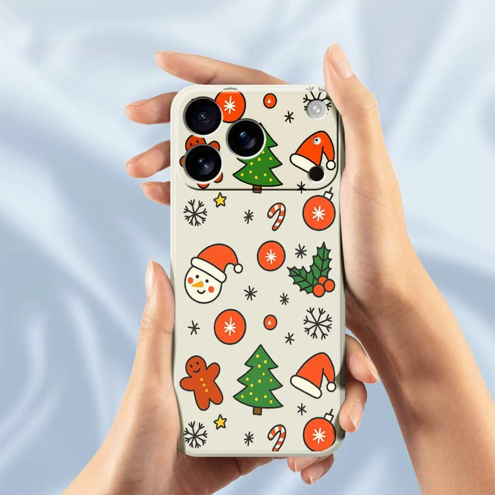 For iPhone 17 Pro Max Case Lovely Christmas Pattern Printing Straight Edge TPU Phone Back Cover - Beige - Image 5