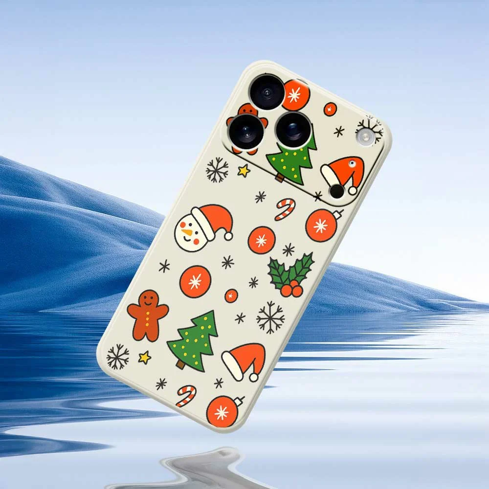 For iPhone 17 Pro Max Case Lovely Christmas Pattern Printing Straight Edge TPU Phone Back Cover - Beige - Image 6