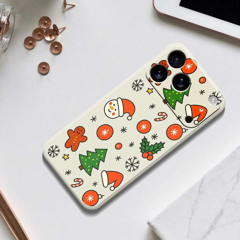 For iPhone 17 Pro Max Case Lovely Christmas Pattern Printing Straight Edge TPU Phone Back Cover - Beige - Image 8