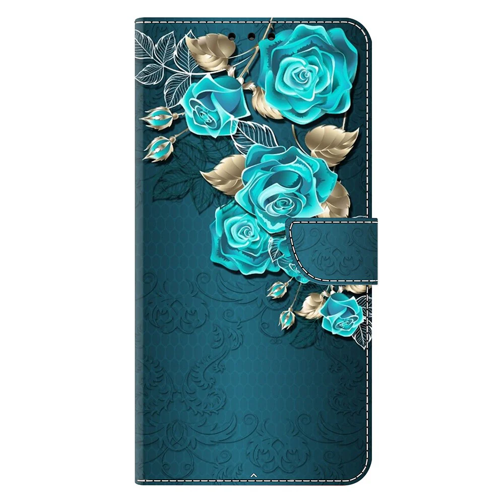For iPhone 17 Pro Max Case Magnetic Clasp 3D Pattern Leather Wallet Phone Cover - Blue Rose - Image 5