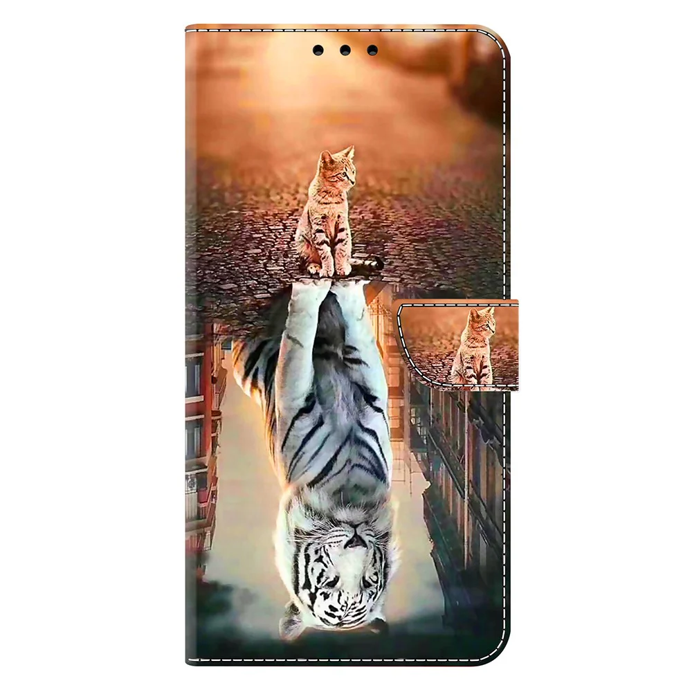For iPhone 17 Pro Max Case Magnetic Clasp 3D Pattern Leather Wallet Phone Cover - Cat and Tiger - Image 5