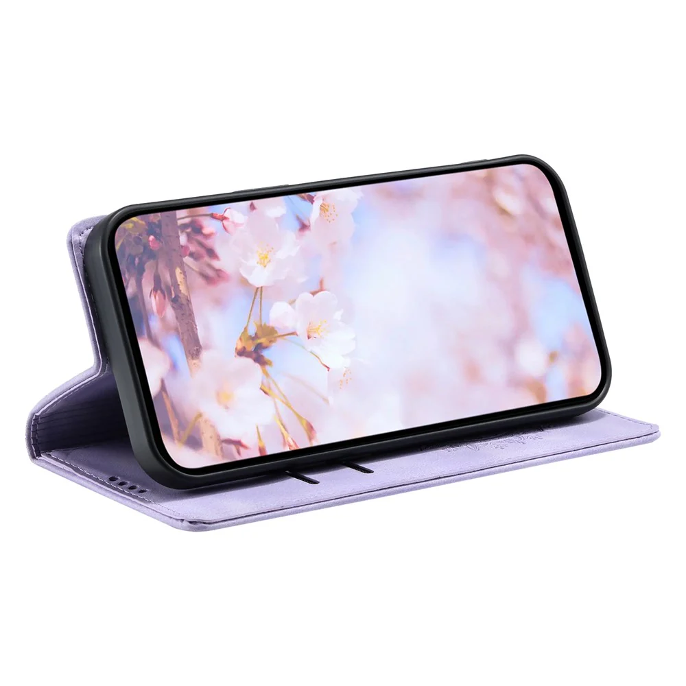 For iPhone 17 Pro Max Case Magnetic Closing Leather Phone Cover Pattern Imprinted - Purple - Image 3