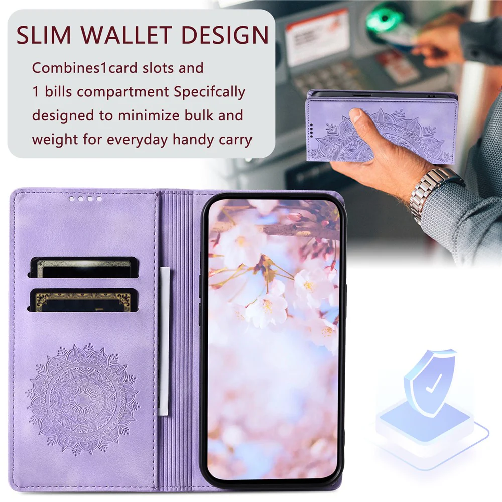For iPhone 17 Pro Max Case Magnetic Closing Leather Phone Cover Pattern Imprinted - Purple - Image 7