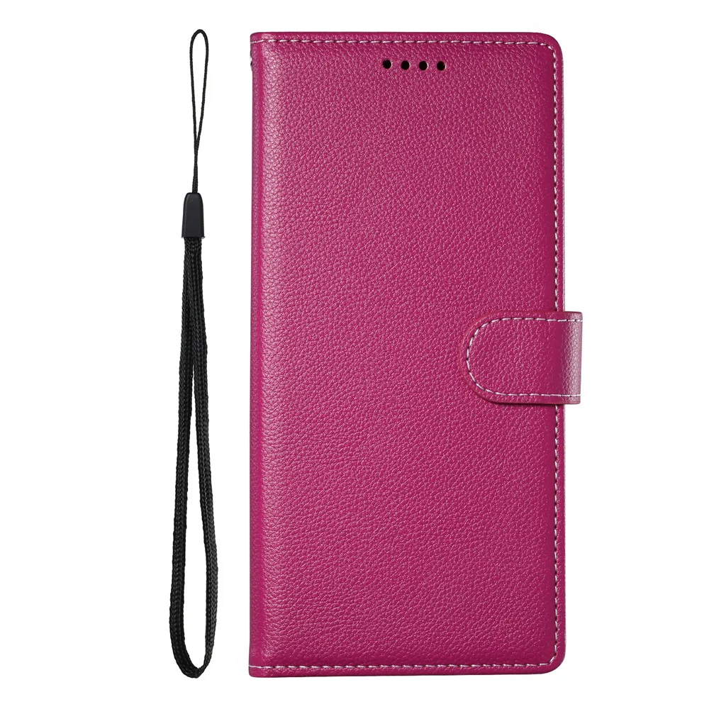 For iPhone 17 Pro Max Case Magnetic Snap Litchi Texture Leather Wallet Phone Cover with Wrist Strap - Rose - Image 7